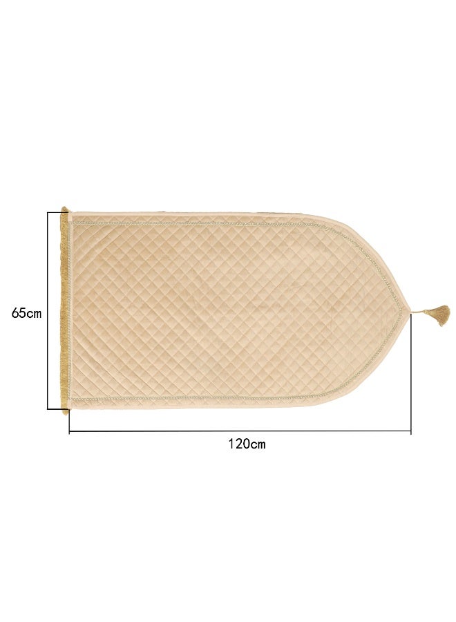 Velvet Muslim Prayer Mat Thick Soft, Soft Prayer Rug,Prayer Rug with Tassels, Foldable Flannel Prayer Rug for Men & Women, Prayer Mats for Ramadans Eid, Daily Salah, Beige - Image 2